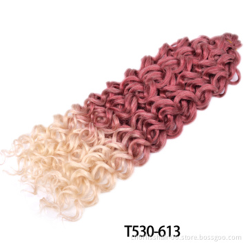 Wholesale Best Selling 24 Inches Ombre Light Color Wavy Bulk Cambodian Hair Crochet Braids Synthetic Braiding Hair Extensions